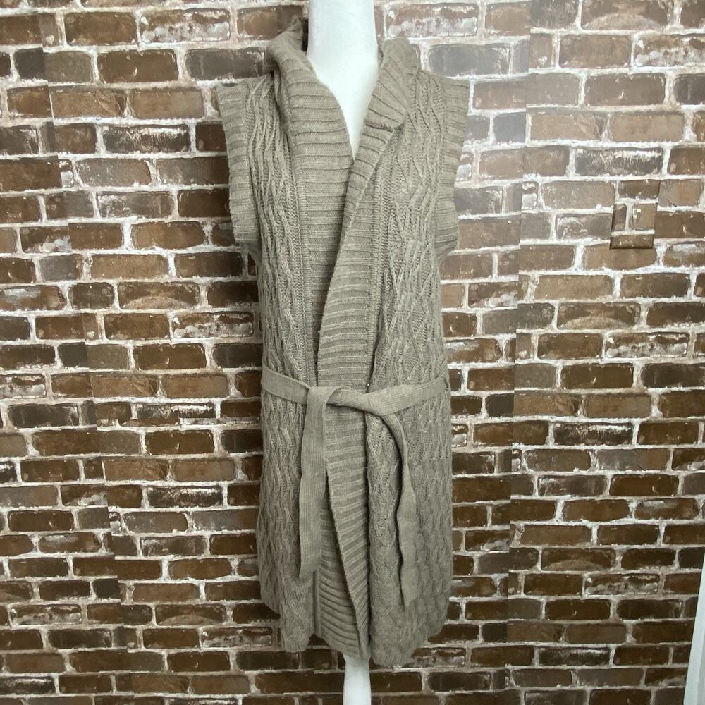 Sonoma Life+Style Cardigan Robe Hooded Womens XL Knit Sleeveless Brown